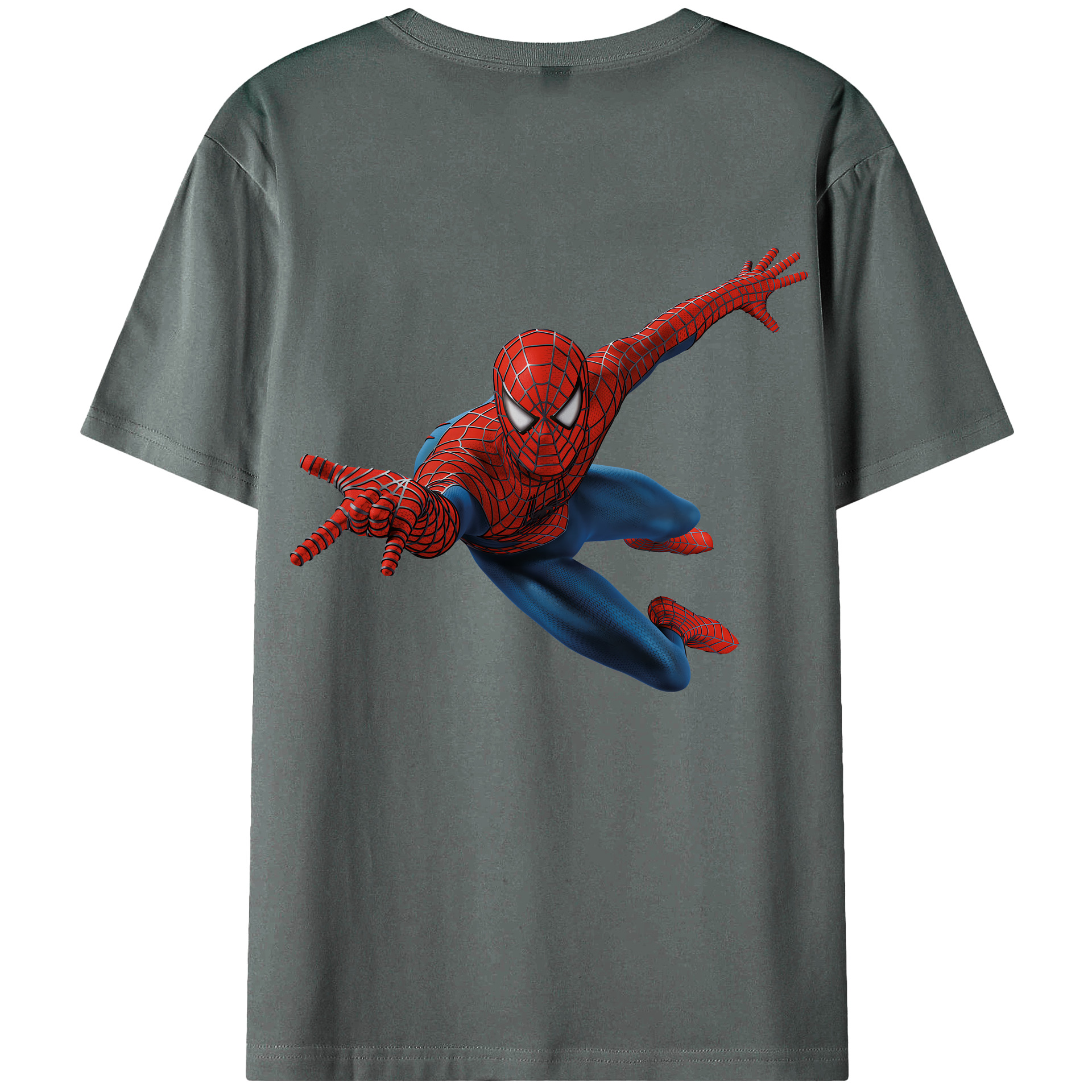 （画像用） Spider Man スパイダーマン 綿100％ メンズ半袖Tシャツ（バックプリント） 通気性